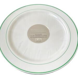 12 Count SHABBY CHIC Summer Green White 10.25" Disposable Dinner Plates NEW